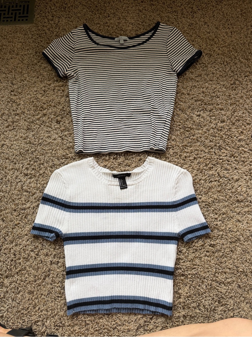 Bundle 2 - Striped Navy & White Cropped Tops t shirts